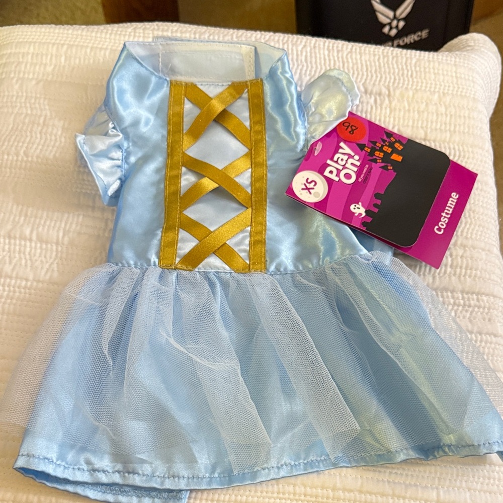 Blue and Gold Dog Dress Size XS NWT